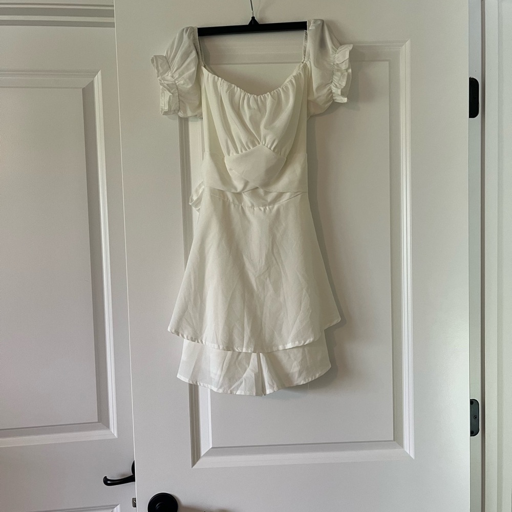 Amazon White Romper with Puff Sleeves